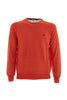 Orange crewneck sweater in wool with contrasts