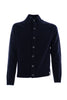 Turtleneck cardigan in navy blue wool with buttons