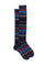 Long cotton socks royal blue / blue multicolor stripes