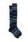 Long blue cotton socks with multicolor stripes