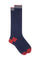 Long socks cotton and cashmere navy solid color and contrasts