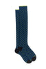 Long lake blue cotton socks with polka dot pattern