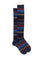 Chaussettes longues en coton rayé bleu roi et bleu multicolore