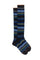 Long blue cotton socks with multicolor stripes