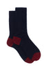 Short socks for men in blue bouclé wool, solid color and contrasts