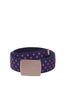 Unisex navy blue polka dot patterned elastic ribbon belt