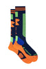 Long ski socks unisex royal polyester with chevron pattern