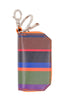 Unisex car keychain royal blue leather with multicolor stripes