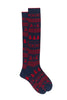 Long royal blue cotton socks with Greek Christmas pattern