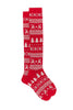 Long red cotton socks with Greek Christmas pattern