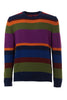 Pull girocollo lana, viscosa e cashmere blu royal righe multicolor