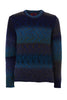 Pull girocollo lana, acrilica, alpaca blu copiativo fantasia sfumato