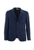 Giacca due bottoni tartan blu in misto lana