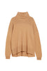 Camel turtleneck in wool blend with logo