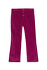 High-waisted purple cropped trousers in stretch velvet