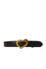 Black leather belt with heart buckle