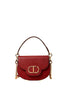 Red shoulder 'Naira' crescent bag with logo