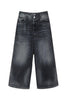 Jean court taille haute en denim noir