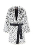 White coat in chevron patterned faux fur with matching belt