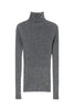 Dark silver seamless turtleneck sweater with lurex