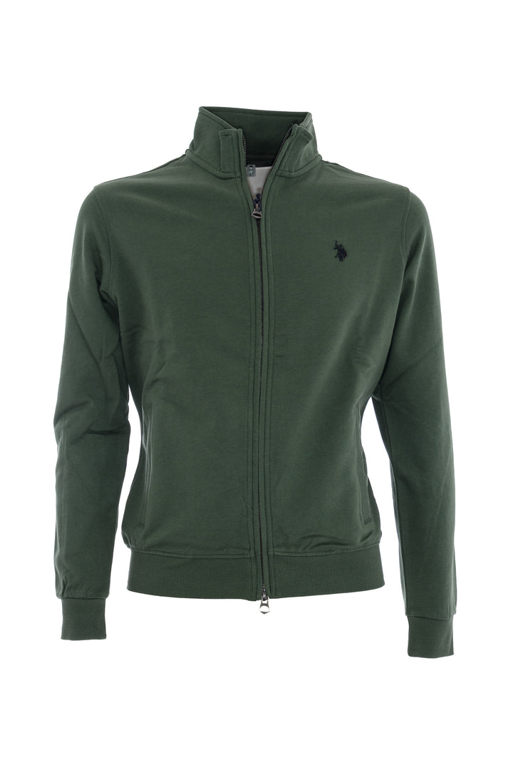 U.S. POLO ASSN. Felpa verde in cotone con zip - Mancinelli 1954