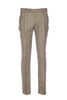 Beige houndstooth trousers in stretch virgin wool with one pleat