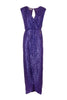 Robe longue régulière à sequins violets et décolleté croisé