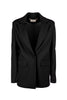 Regular long single-breasted black milano stitch blazer