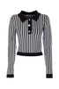 Slim white and black sweater in houndstooth jacquard