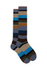 Calze lunghe cotone e cashmere azzurro righe multicolor macro