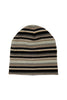 Unisex reversible black fleece hat with multicolor stripes