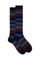 Chaussettes longues en coton bleu rayé multicolore