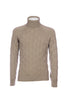 Dove gray turtleneck in cable-knit Air Wool