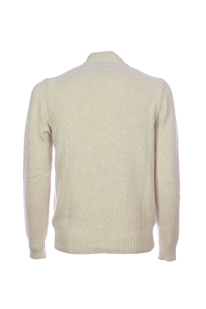 HDP Maglia full zip sabbia in misto lana merino e cashmere - Mancinelli 1954