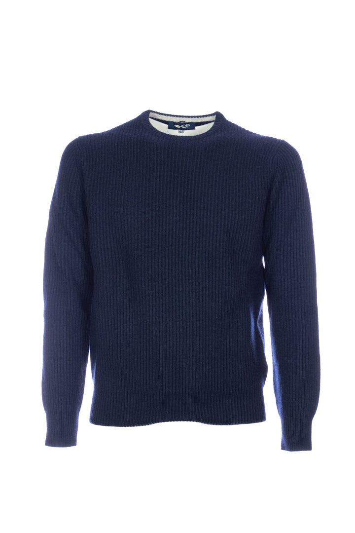 HDP Maglia dolcevita blu navy in cashmere a coste - Mancinelli 1954