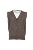 Walnut vest in merino wool with buttons