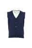 Navy blue vest in merino wool with buttons