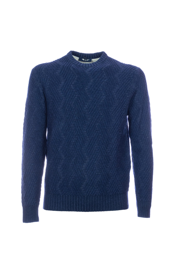 HDP Maglia girocollo blu navy in misto lana merino e cashmere - Mancinelli 1954