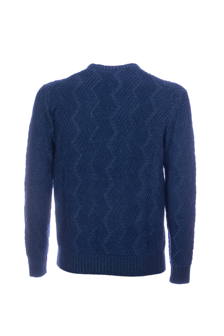 HDP Maglia girocollo blu navy in misto lana merino e cashmere - Mancinelli 1954