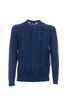 Maglia girocollo blu navy in misto lana merino e cashmere