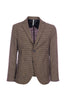 Two-button light brown houndstooth jacket in wool blend