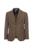 Two-button brown houndstooth jacket in wool blend