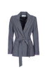 Blazer doppiopetto grigio melange con cintura