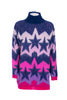 Multicolor purple long sweater with stars in mohair blend