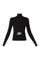 Col roulé noir éco-durable avec ceinture avec boucle bijou