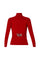 Col roulé rouge éco-durable avec ceinture avec boucle bijou