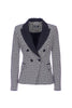 Black and white houndstooth blazer in Milan stitch with peak lapels