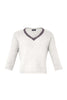 White angora blend sweater with rhinestones