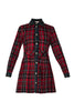 Vestito corto stampa tartan check rosso