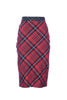 Gonna longuette stampa tartan check rossa